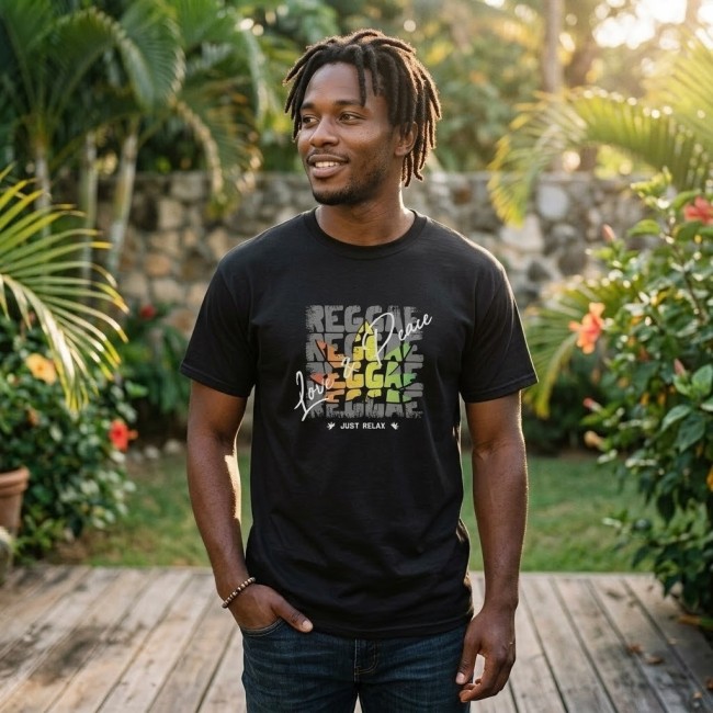 T-shirt Reggae Love & Peace - Coton Softstyle - Look Urbain & Chill (1)