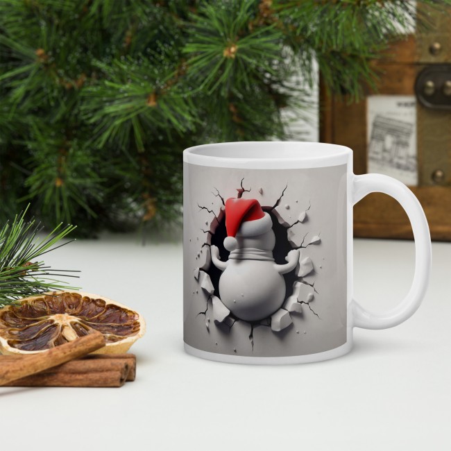 Mug Bonhomme de Neige 3D, Effet Mur Cassé . Tasse en Céramique (1)