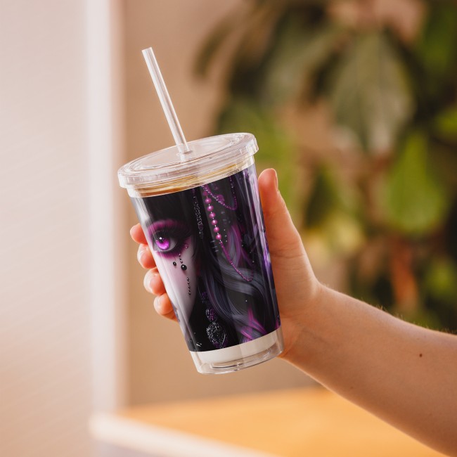 Tumbler “Gothic Pop” – Gobelet double paroi avec paille réutilisable (2)