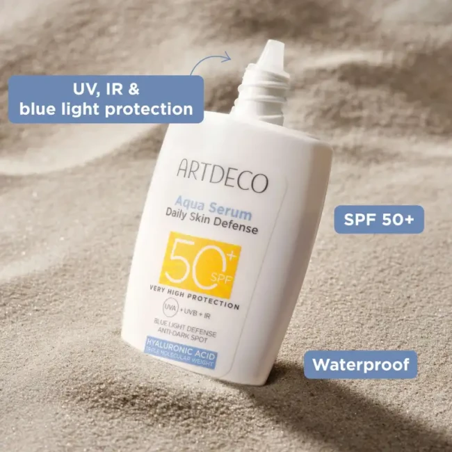 Aqua Serum Daily Skin Defense SPF50+ - Fluide solaire ultra-léger avec SPF50+ et effet nourrissant - Artdeco-capbeaute4