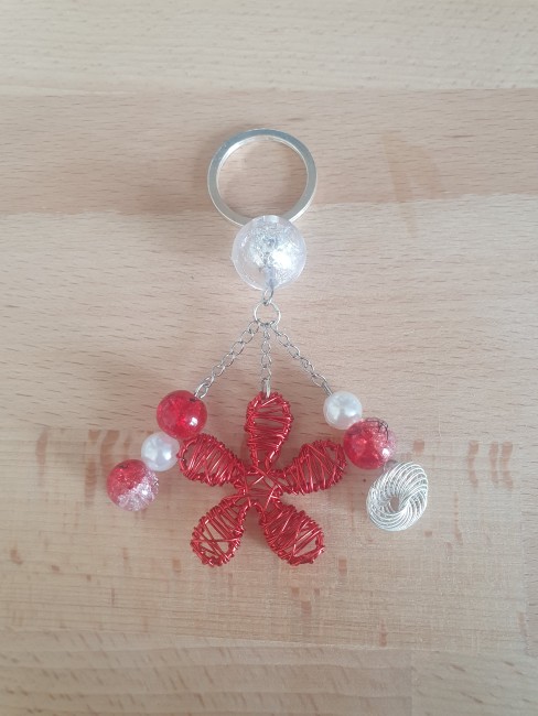 BSD 2 - 3.1 - BIJOUX DE SAC PERLES FLEUR FIL ALU ROUGE