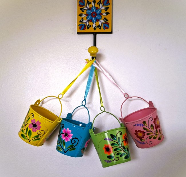 Mini seau inox émaillé peint main-Small Bucket stainless steel enameled hand painted