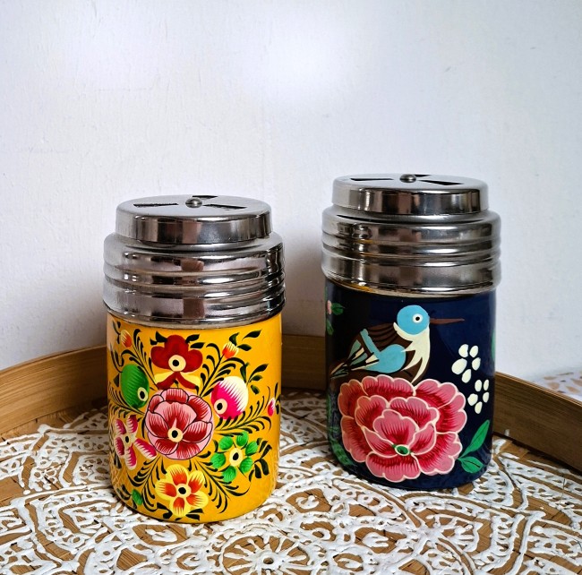 Saupoudreuse inox émaillé peint main-Stainless steel Spices Sugar Shaker enameled hand painted