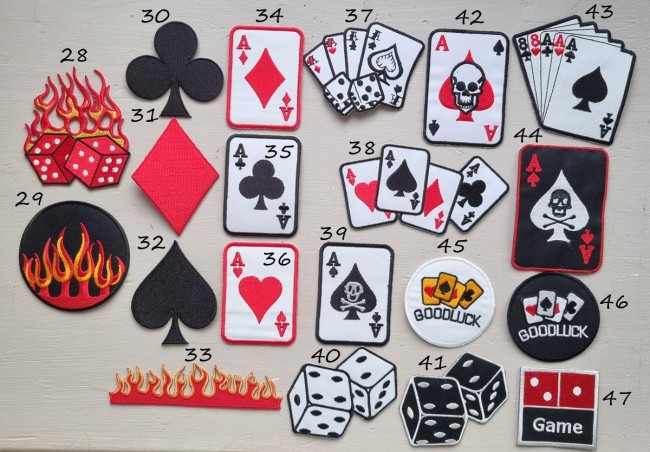patch flamme carte jeux de cartes dés pique trèfle carreau