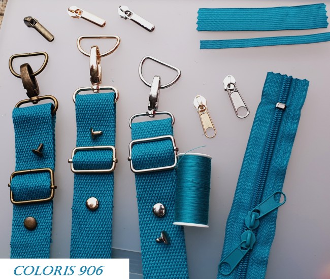 Zip +sangle et accessoires bleu vert emeraude 906.