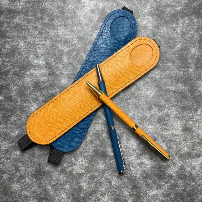 Ensemble étui porte-stylo et stylo assorti en cuir bovin –...