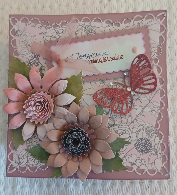 CARTE CHEVALET ANNIVERSAIRE BOITE 4 TIROIRS