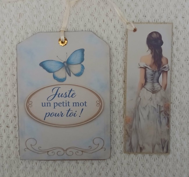 Fleurs bleues - pochette et marque page recto seuls