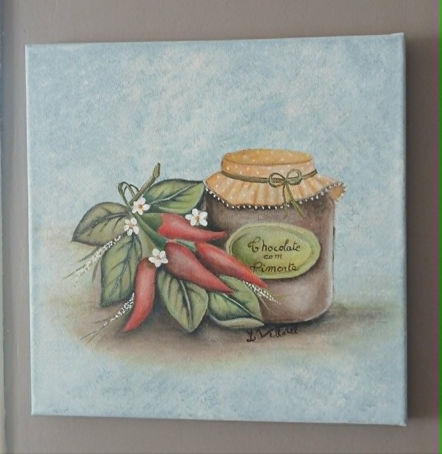 CHOCOLATE CON PIMENTE - tableau peinture acrylique 30 x 30 cm