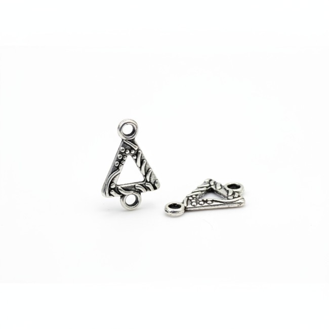 10 minis connecteurs triangle en métal argenté vieilli de 16x10 mm