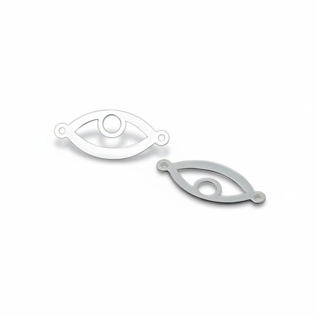 2 connecteurs forme oeil, acier inoxydable, 11 x 25 mm