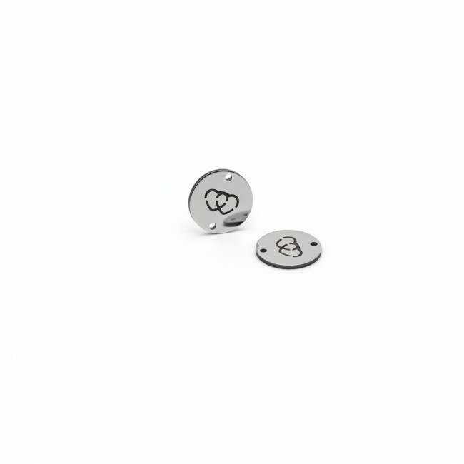 4 connecteurs ronds, coeurs entrelacés, acier inoxydable, 12 mm