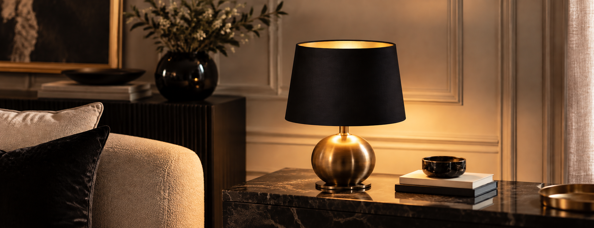Collection ORLU d’abat-jour noir et or fabriqués à la main en France – Kauze Luminaires