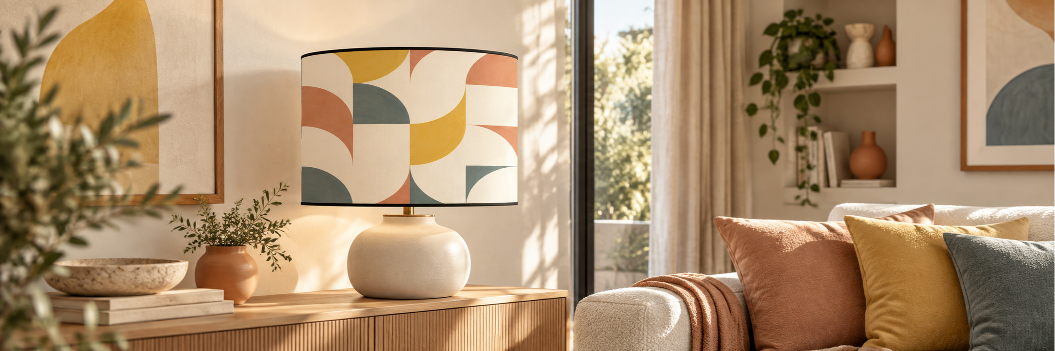 Collection MASCA d’abat-jour graphiques en coton imprimé fabriqués en France – Kauze Luminaires