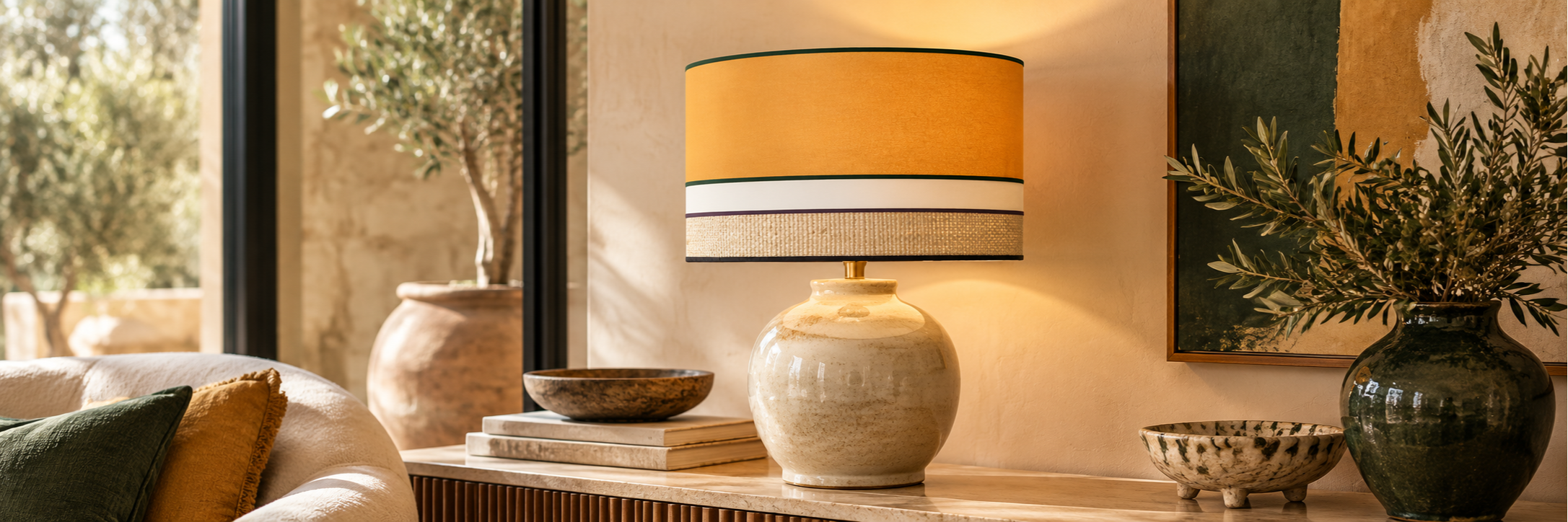 Collection AURORA d’abat-jour colorés en coton imprimé fabriqués en France – Kauze Luminaires