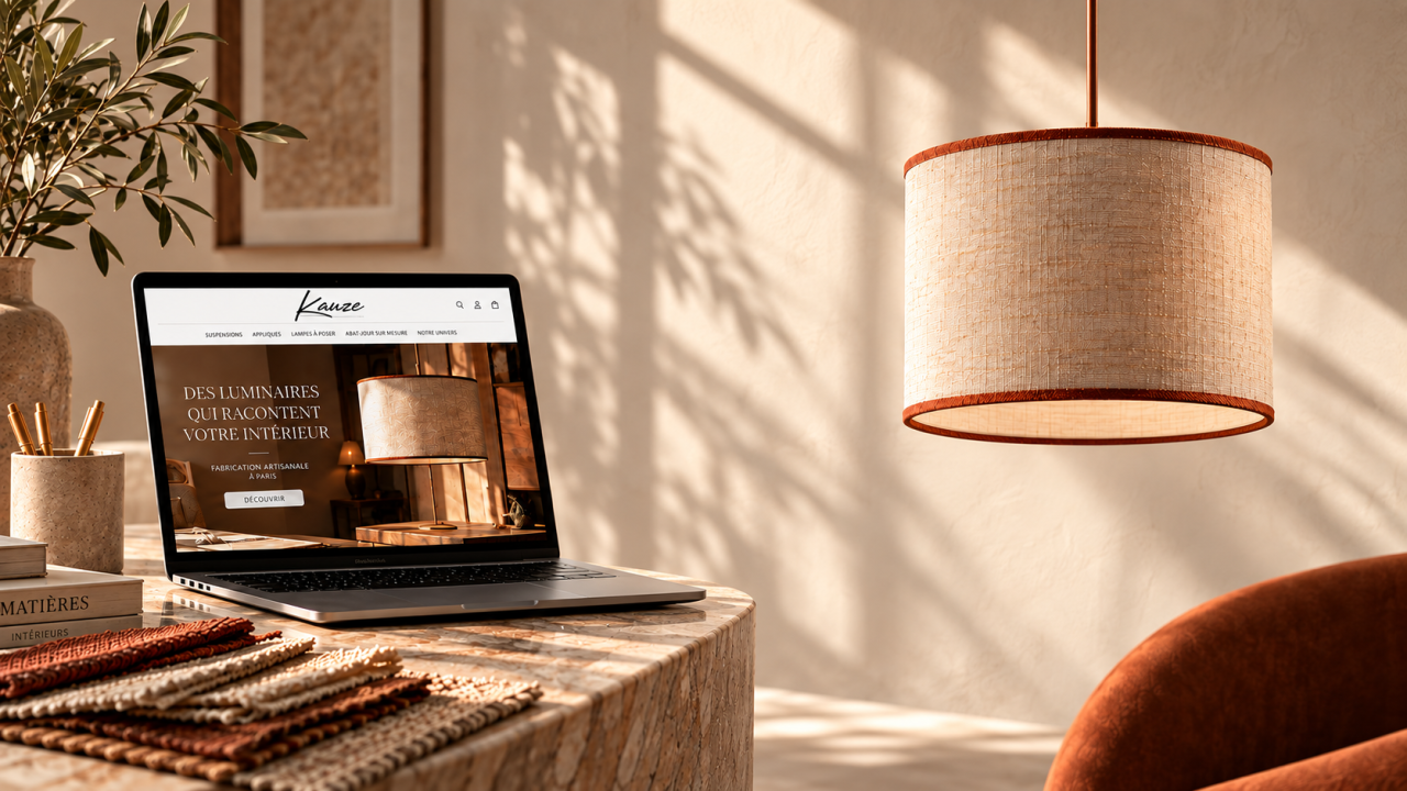 Newsletter KAUZE LUMINAIRES : suspension en lin et matières dans une ambiance chaleureuse