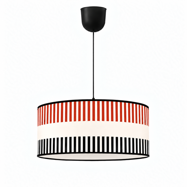 Suspension RIVAGE brique, rayures graphiques et finitions noires