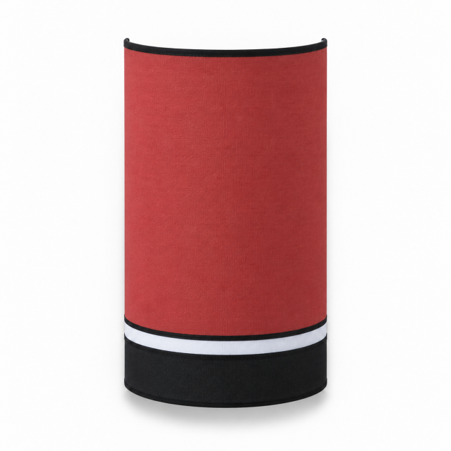 Applique IRIS terracotta vue de face sur fond blanc, finitions noires et bande blanche