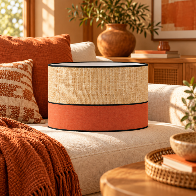 Abat-jour artisanal orange au style contemporain
