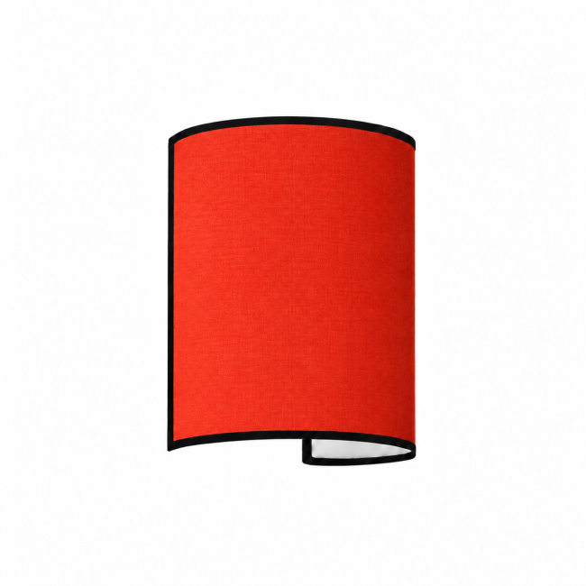 Applique murale demi-cylindrique RUBY en coton rouge, bordage noir, vue de face