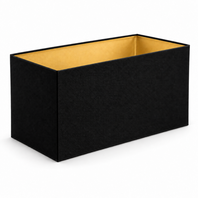 Abat-jour rectangulaire ORLU en coton noir avec intérieur doré