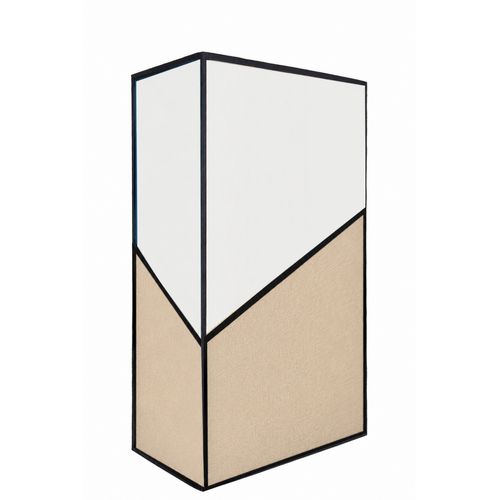Applique murale PRISM beige et blanc aux finitions noires sur fond blanc