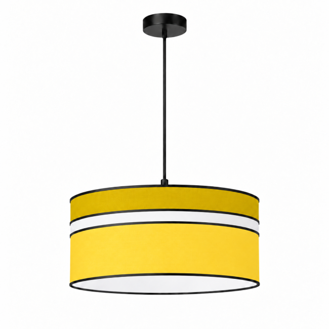 Suspension MISTRAL en coton jaune et blanc – finitions noires
