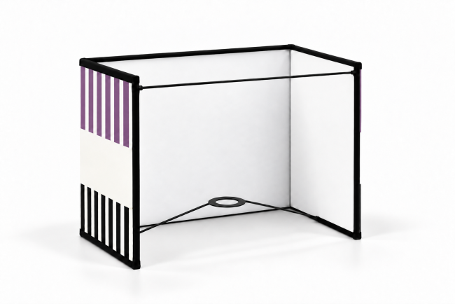 Vue de dos de l’applique murale RIVAGE violet, intérieur blanc, carcasse noire et bague E27