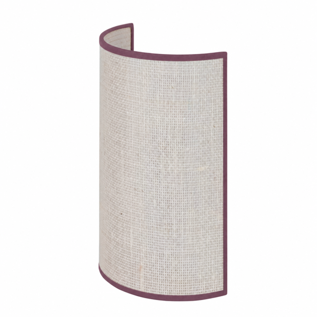 Applique murale Erbalunga en jute blanche, bordure prune, sur fond blanc