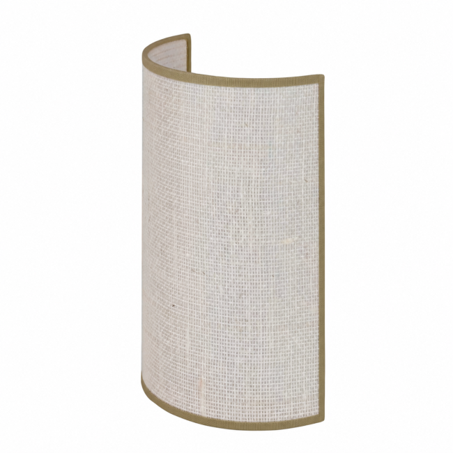 Applique murale Erbalunga en jute blanche, bordure kaki, sur fond blanc