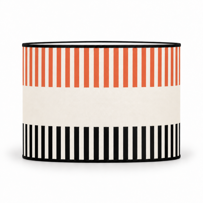 Abat-jour cylindrique RIVAGE terracotta – motifs terracotta et noir