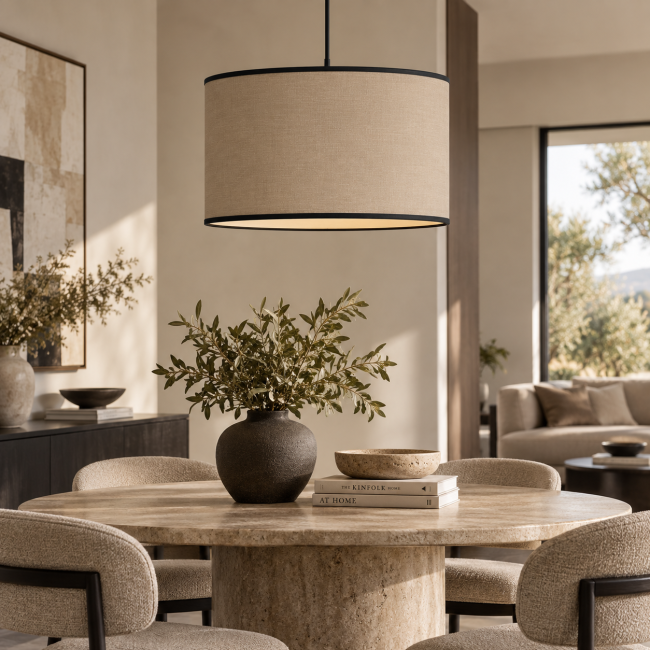 Abat-jour beige pour suspension, lampe ou lampadaire