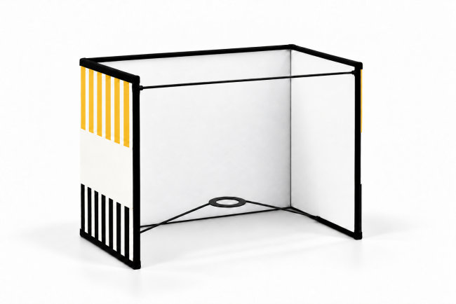 Applique RIVAGE jaune safran – vue de dos | KAUZE LUMINAIRES Vue de dos de l’applique murale RIVAGE jaune safran, intérieur blanc, carcasse noire et bague E27