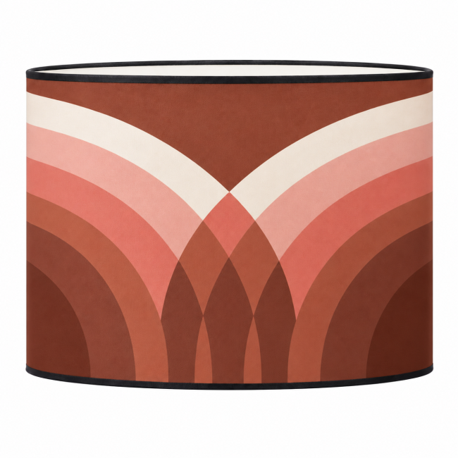 Abat-jour déco en coton imprimé collection mood rouge - kauze luminaires paris Abat-jour cylindrique graphique terracotta avec bordage noir – KAUZE LUMINAIRES