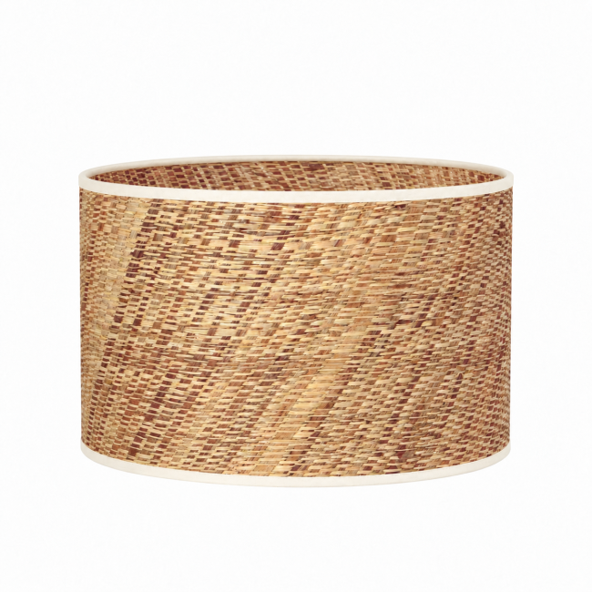 Abat-jour déco en raphia naturel brun avec bordure beige