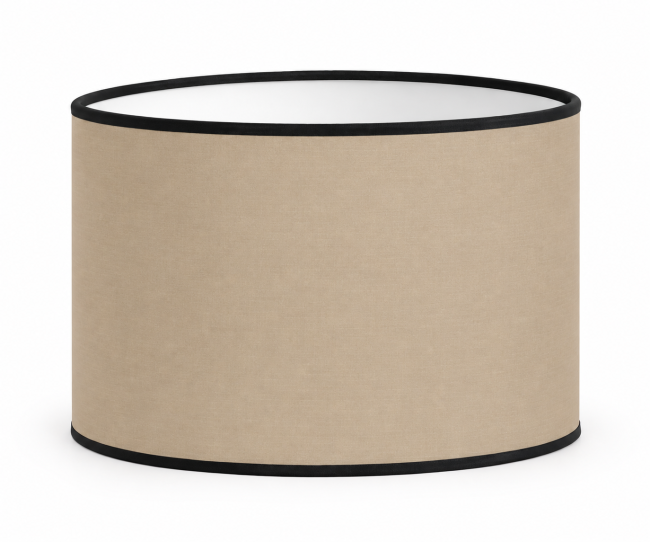 Abat-jour déco modern en coton sable 306 - bordure noir - kauze luminaires paris
