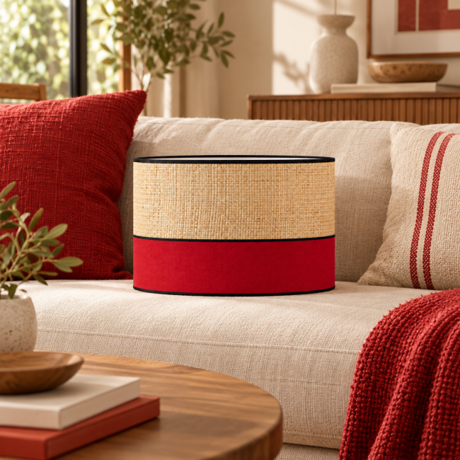 Abat-jour artisanal rouge au design contemporain