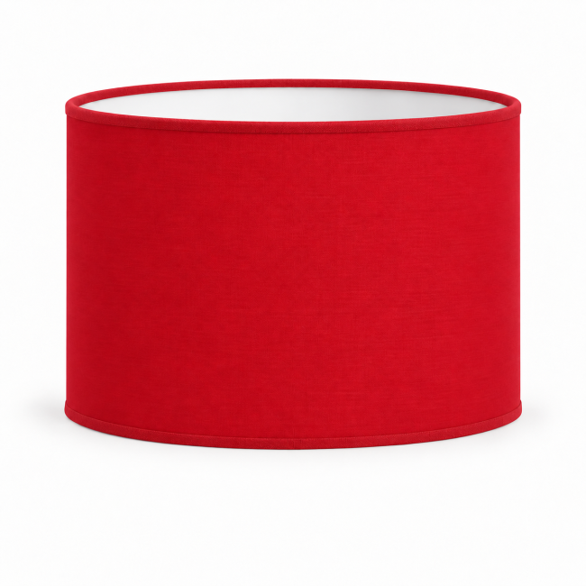Abat-jour cylindrique rouge en coton – Fabrication artisanale française.