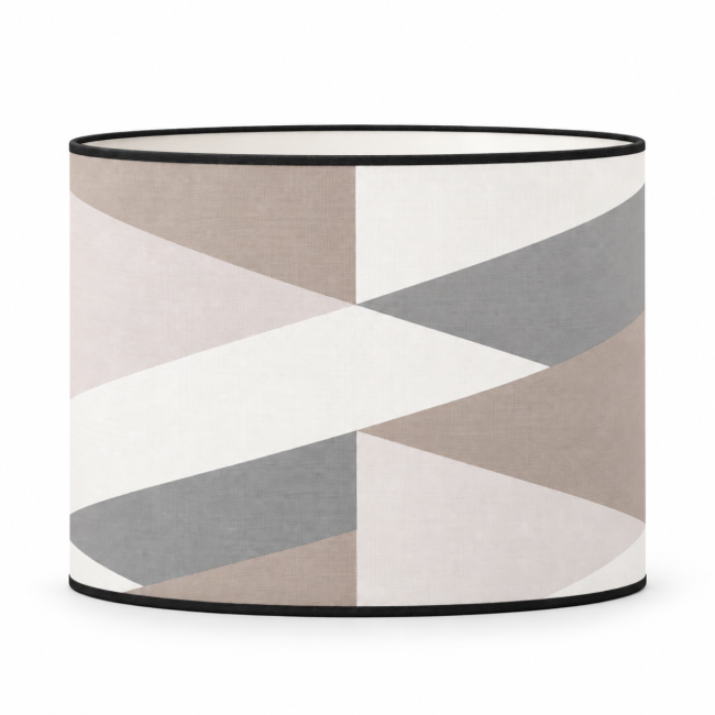 Abat-jour cylindrique KARTY motif graphique multicolore avec bordage noir
