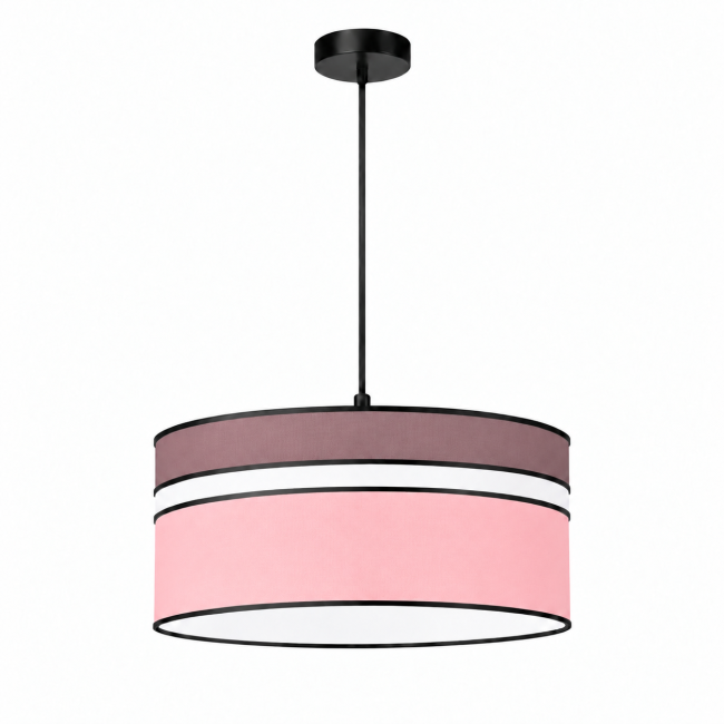 Suspension MISTRAL en coton rose et blanc – finitions noires