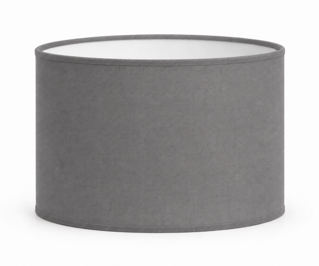 abat-jour déco gris ardoise biais ton sur ton Abat-jour cylindrique en coton gris fabriqué à la main à Paris