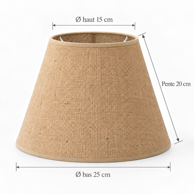 Abat-jour en jute naturel beige fabriqué à Paris