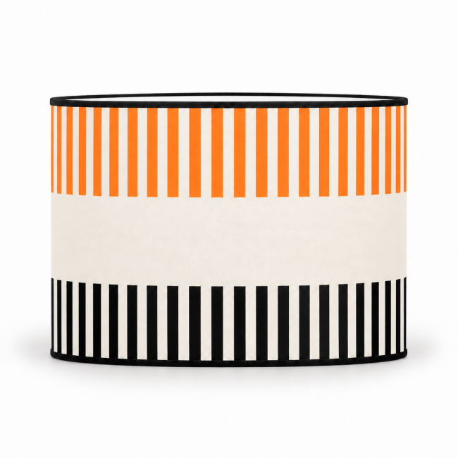 Abat-jour cylindrique RIVAGE orange – motifs orange et noir