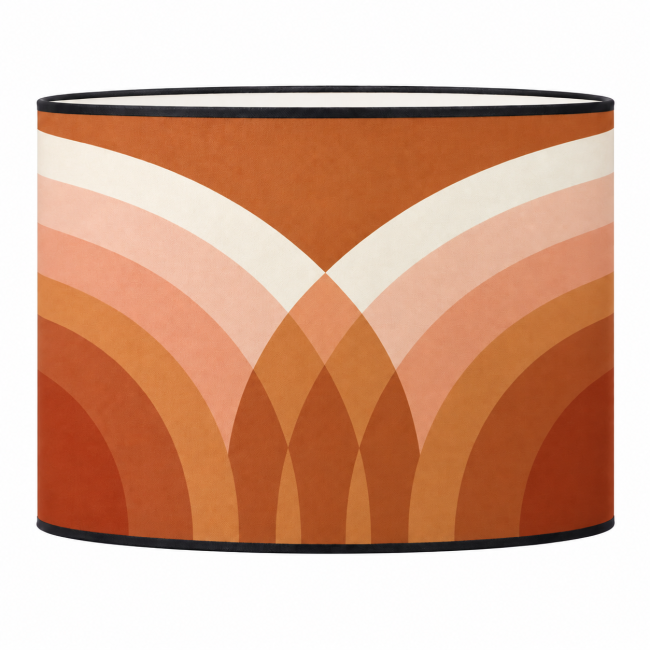 Abat-jour cylindrique graphique orange foncé avec bordage noir – KAUZE LUMINAIRES