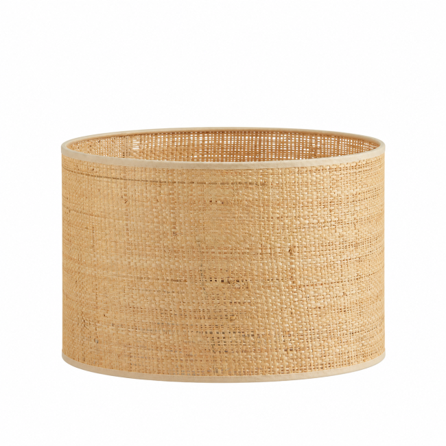 Abat-jour cylindrique en raphia naturel fabriqué à Paris