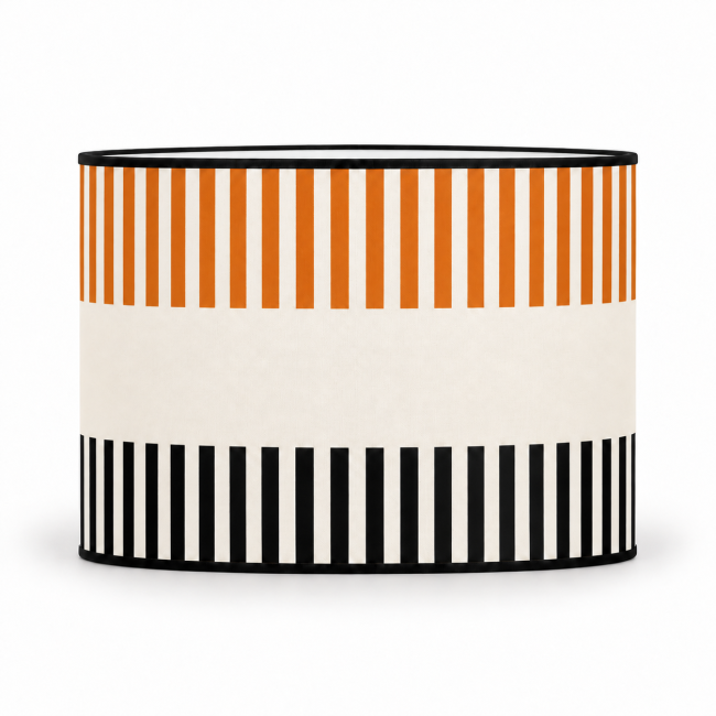Abat-jour cylindrique RIVAGE orange potiron – motifs orange potiron et noir