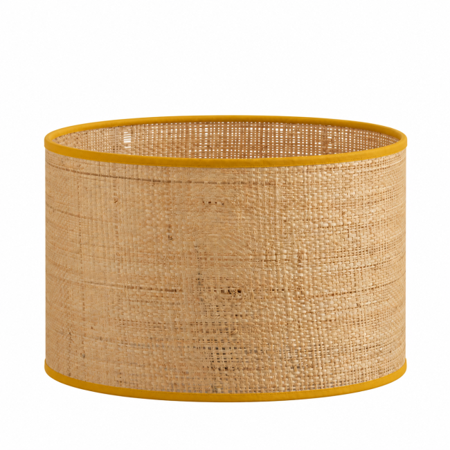 Abat-jour rond en raphia naturel avec finition artisanale
