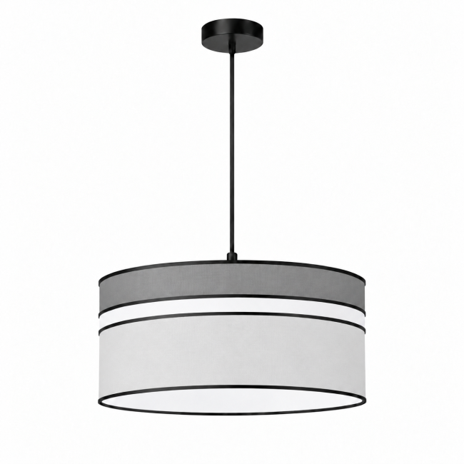 Suspension MISTRAL en coton gris et blanc – finitions noires