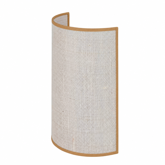 Applique murale Erbalunga en jute blanche, bordure camel, sur fond blanc