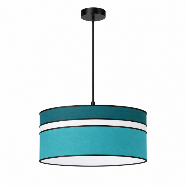 Suspension MISTRAL en coton bleu et blanc – finitions noires
